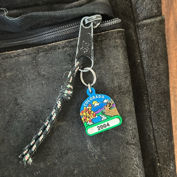 Vintage 2000s JanSport Adventure All Leather Suede Backpack with Colorado Charms - Picture 5 of 6